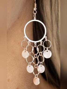 Paparazzi Rose Gold Dangle Chandelier Hoop Earrings NWT